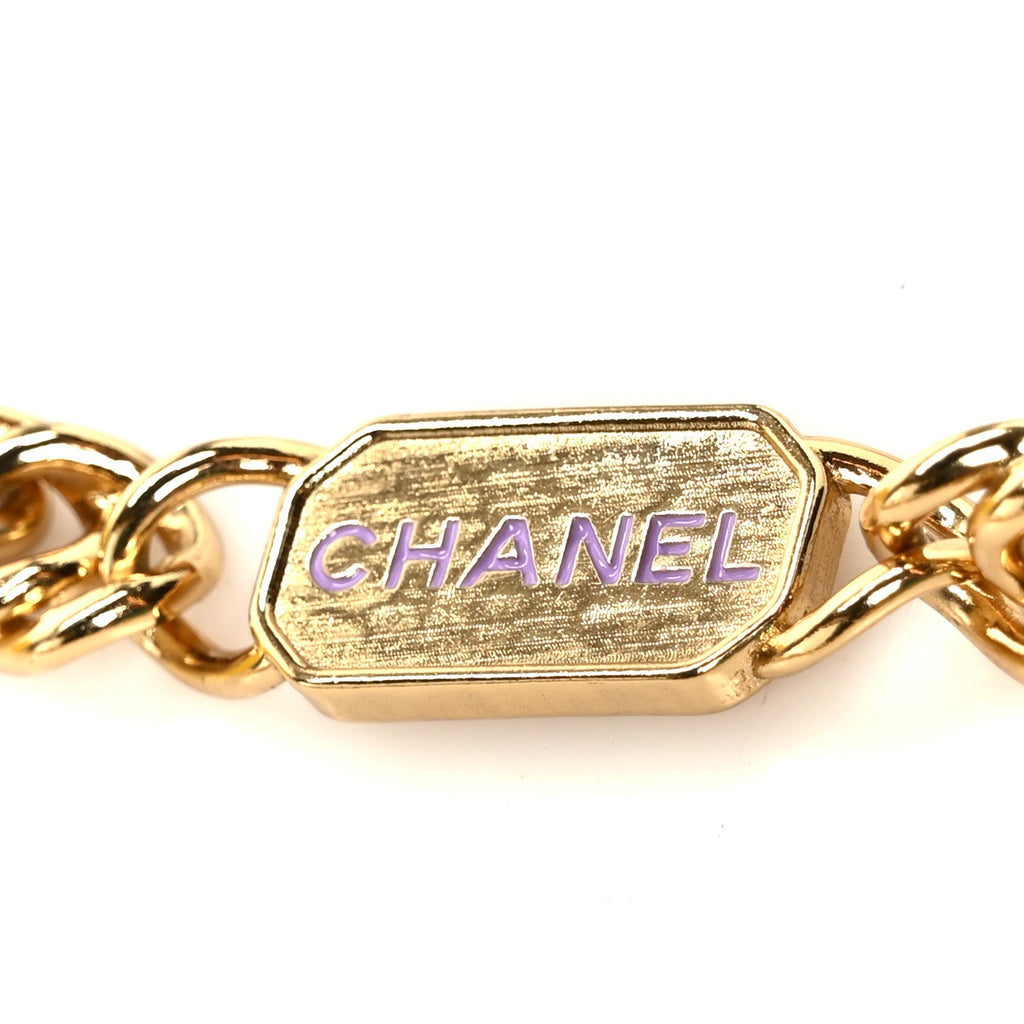 Lambskin Quilted Enamel Logo Flap Card Holder On Chain Yellow