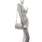 Lambskin Enamel Pearl Quilted Mini Charm Me Square Flap Light Blue