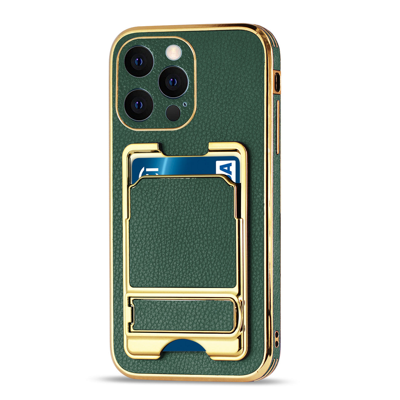 Reiko Iphone 13 Pro Leather Case With Card Holder In Green