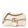 Calfskin Matelasse Small GG Marmont Shoulder Bag White