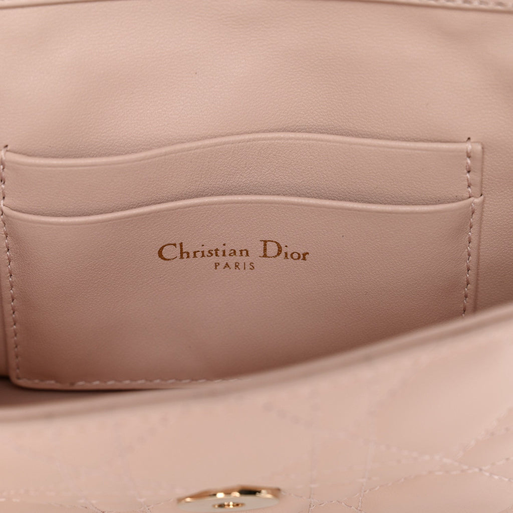 Lambskin Cannage Dior Talk Phone Pouch Rose Poudre