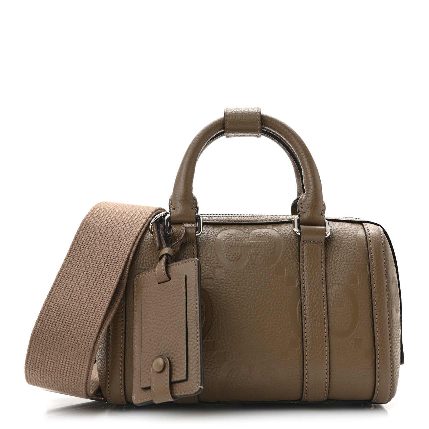 Piuma Calfskin Jumbo GG Embossed Mini Duffle Bag Good Taupe