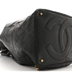 Caviar Quilted Drawstring Backpack Black