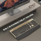 Ergonomic Wireless Keyboard with Wrist Rest-Low-Profile Phone/Tablet Holder Quiet Design Windows & Mac OS Full Size Cordless USB Computer Keyboard for Desktop,Laptop, PC, Mac, Windows-Gold