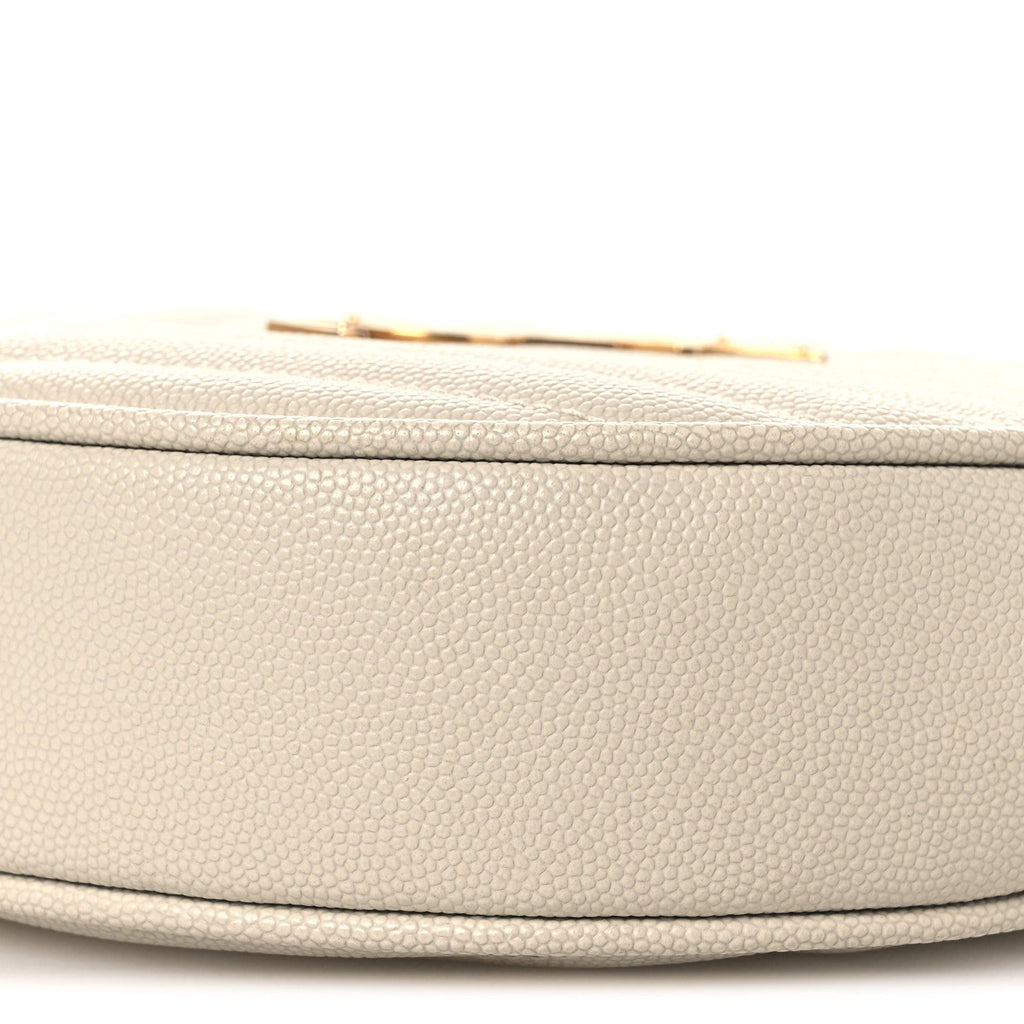 Grain De Poudre Matelasse Chevron Quilted Round Vinyle Camera Bag Crema Soft
