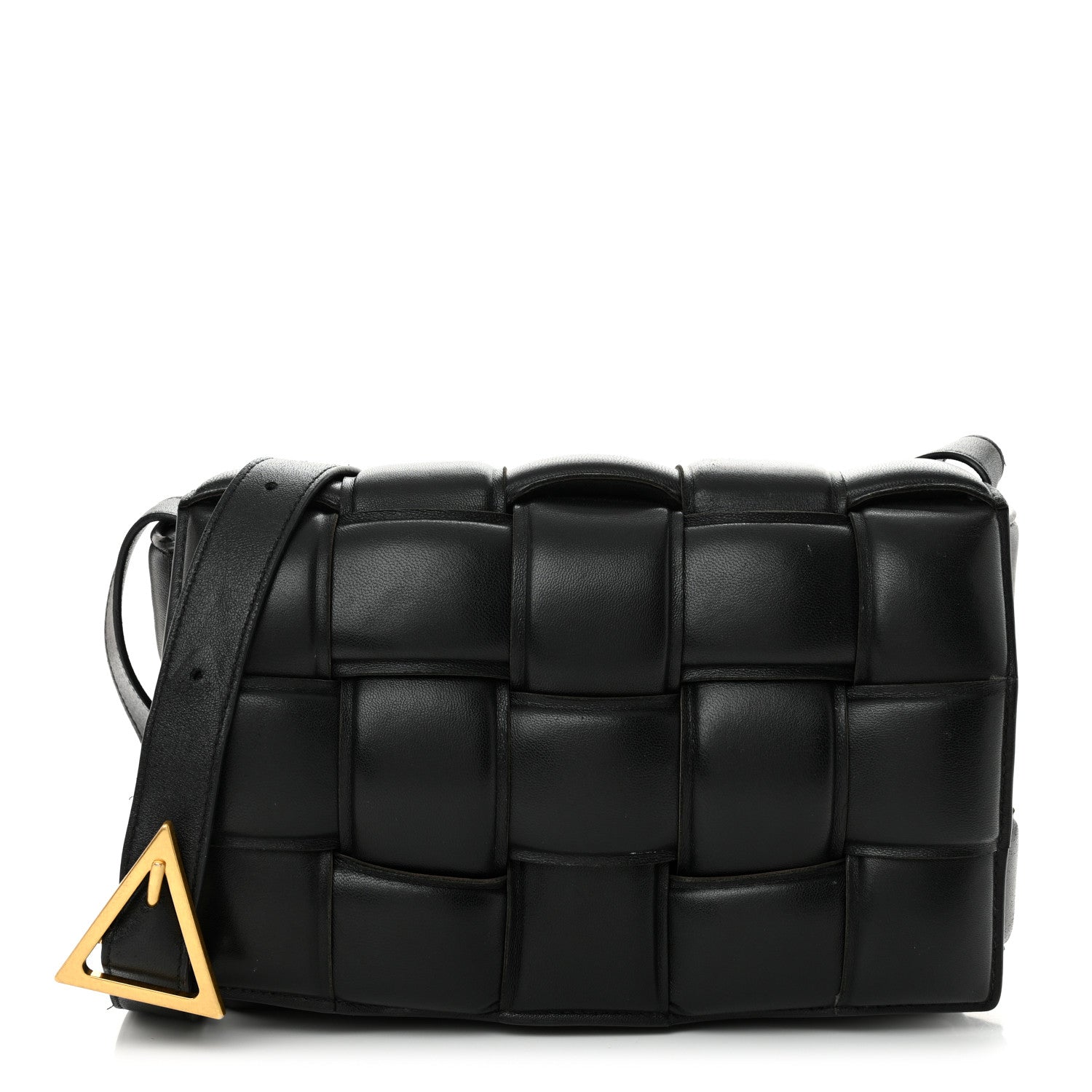 Nappa Maxi Intreccio Padded Cassette Crossbody Bag Black