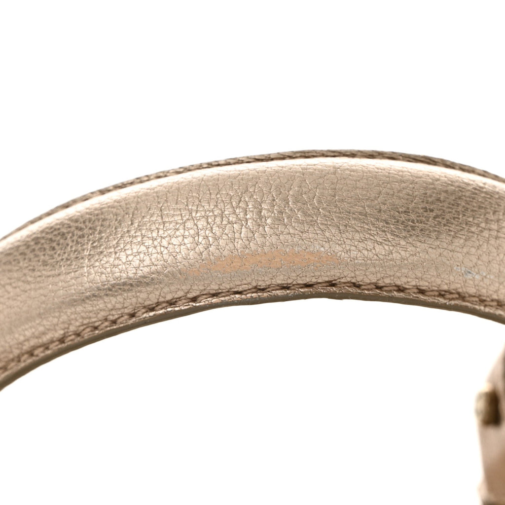 Metallic Grained Calfskin Medium Sofia Satchel Gold