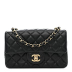 Lambskin Quilted Mini Rectangular Flap Black