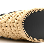 Raffia Calfskin Small Arco Basket Black