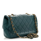 Calfskin Quilted East West Flap Dark Blue