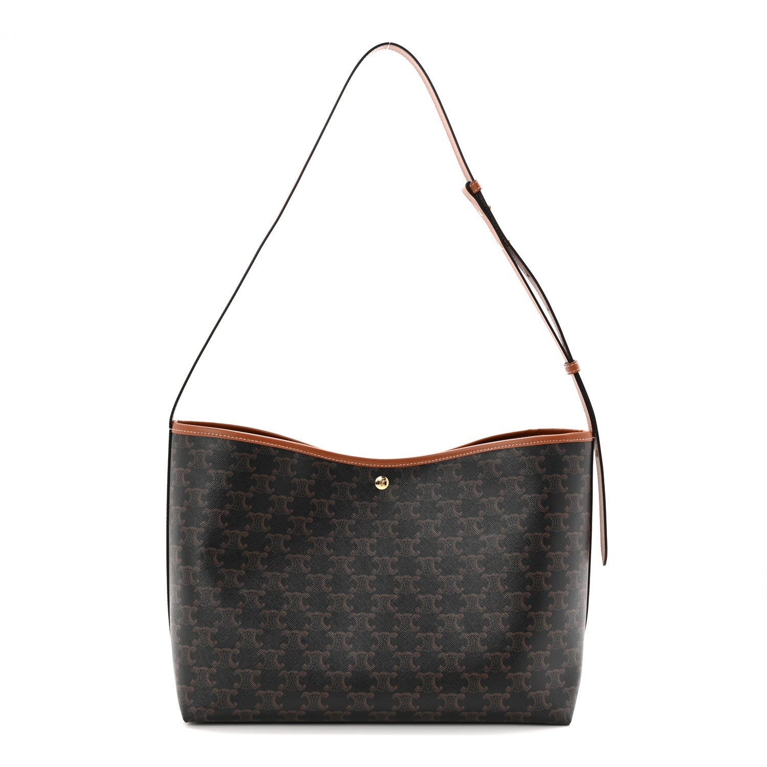 Triomphe Canvas Calfskin Shopper Tote Tan