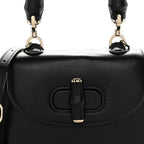 Boarded Dyana Lux Calfskin Web Monochrome Mini Bamboo 1947 Top Handle Bag Black