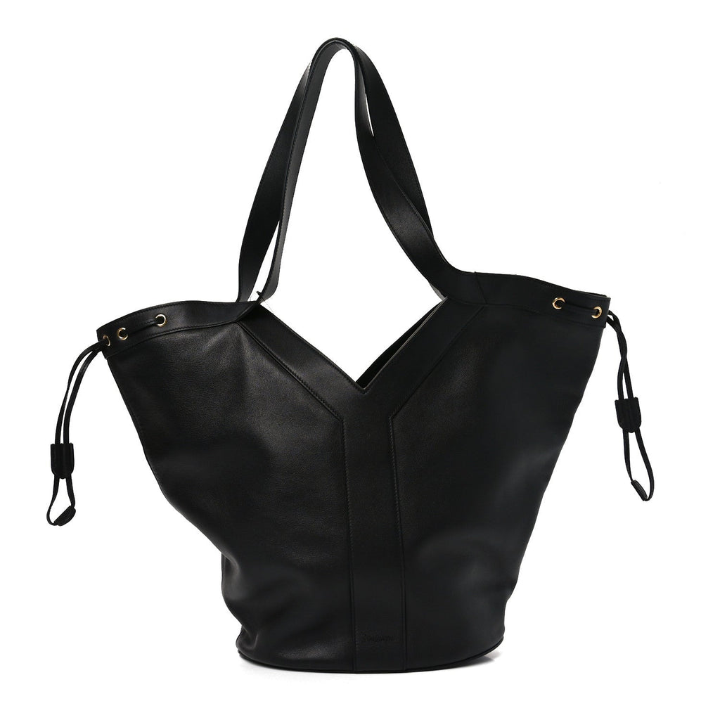 Santorini Lux Calfskin Y Drawstring Tote Black