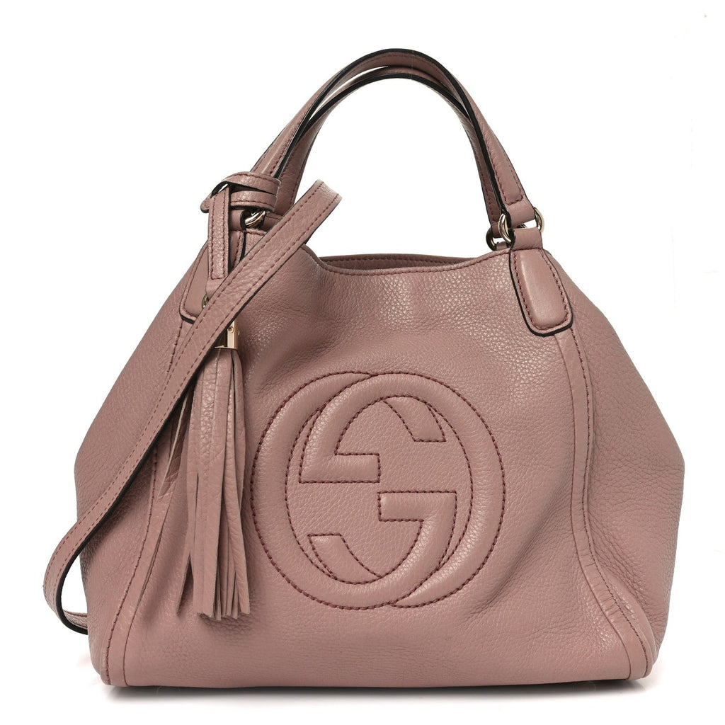 Pebbled Calfskin Small Soho Shoulder Bag Light Pink