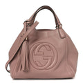 Pebbled Calfskin Small Soho Shoulder Bag Light Pink