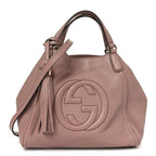 Pebbled Calfskin Small Soho Shoulder Bag Light Pink