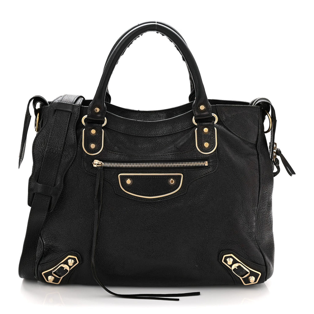 Chevre Gold Metallic Edge Hardware Velo Black