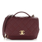 Caviar Quilted Small Business Affinity Flap Burgundy