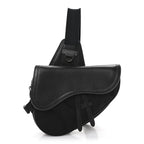 Nylon Grained Calfskin Saddle Bag Black Multicolor