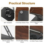 2Pcs Book Stand for Reading Foldable Wood Book Holder Reading Rack Paper Stand with Adjustable Height 360° Rotatable Base Dual Paper Clips for Book Sheet Music Laptop Drawing Tablet