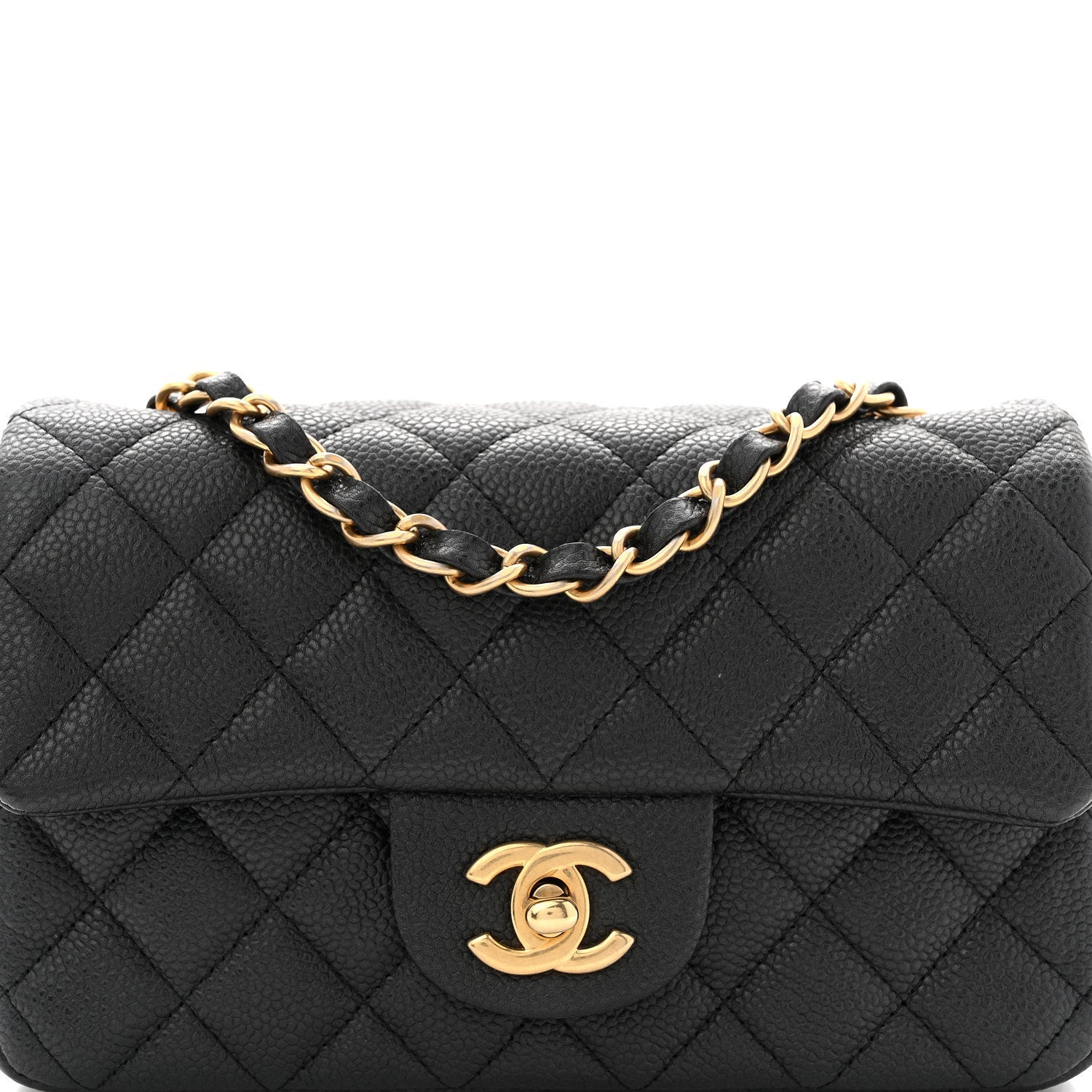 Metallic Caviar Quilted Mini Rectangular Flap Black