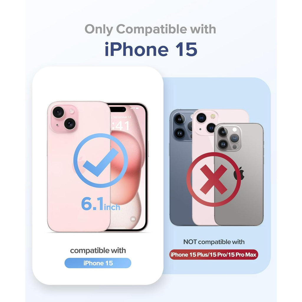 Entronix Bundle Compatible with iPhone 15 - [Magnetic] Clear Case, 2 Clear Screen Protectors & 1 Metallic Camera Lens Protector