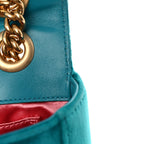 Velvet Matelasse Mini GG Marmont Shoulder Bag Pavone Cyan