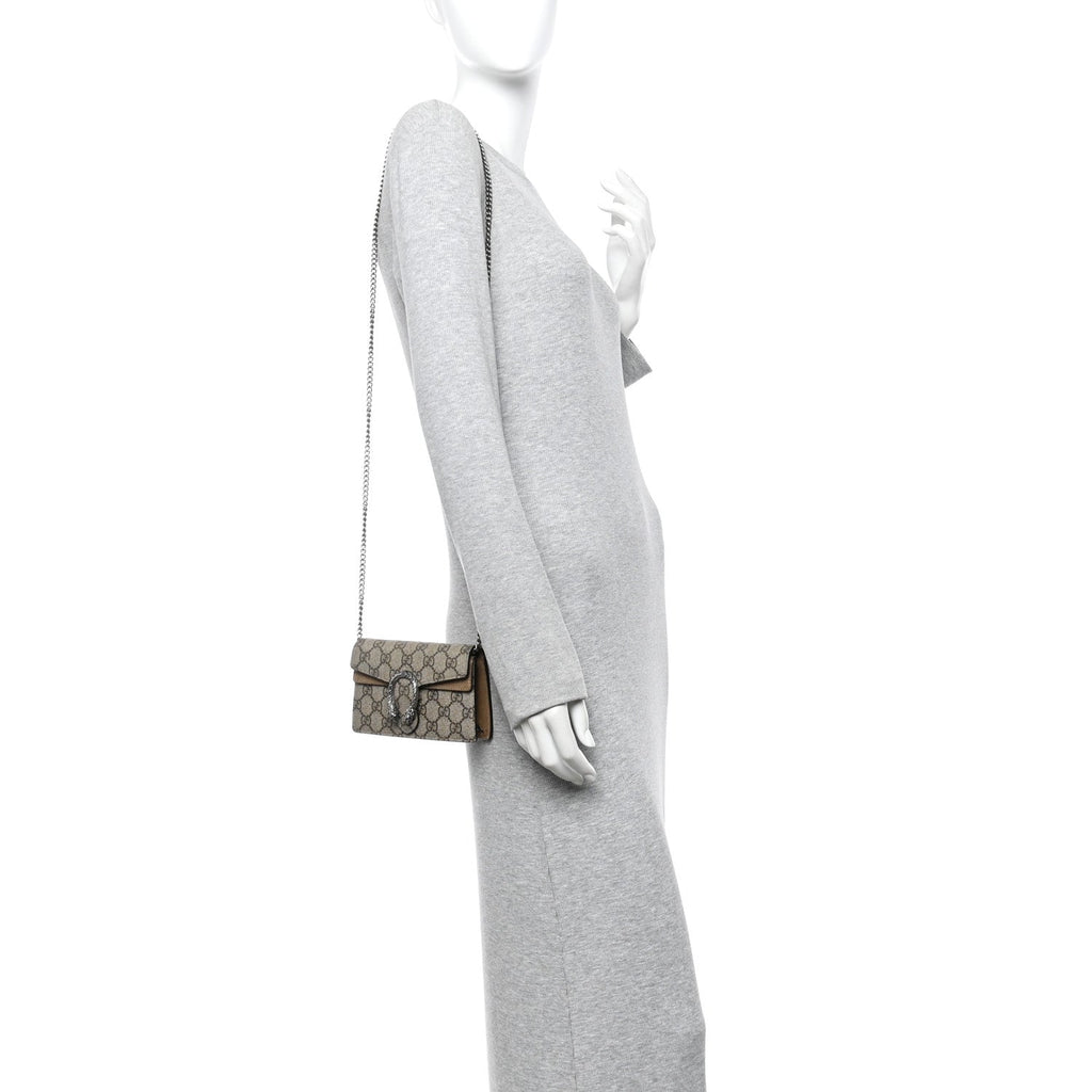 GG Supreme Monogram Super Mini Dionysus Shoulder Bag Taupe