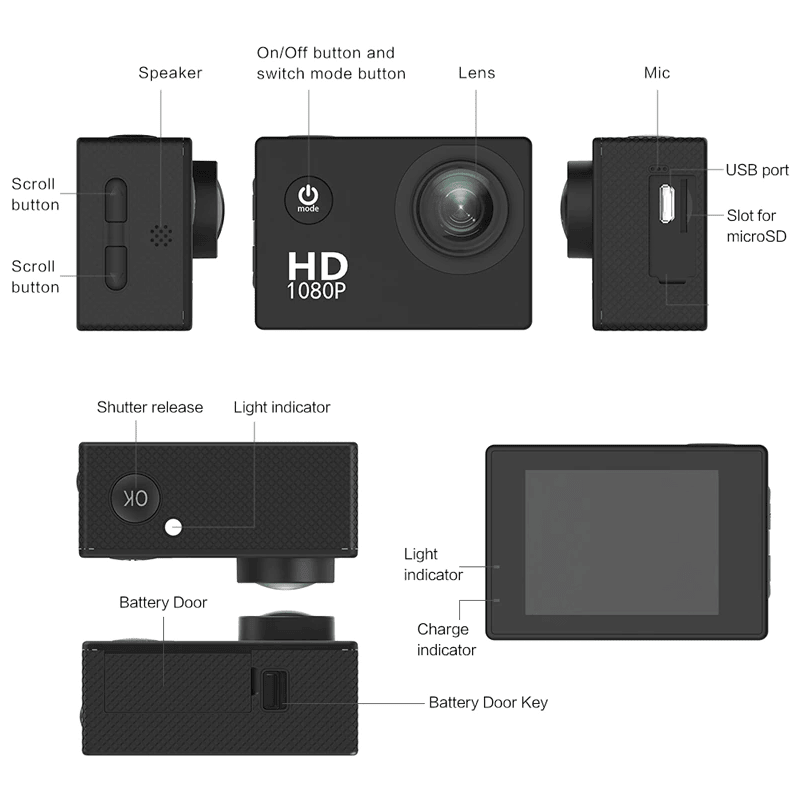 4K Action Sport Waterproof Camera 20 MP Recorder HD 1080P Camcorder Video 170°