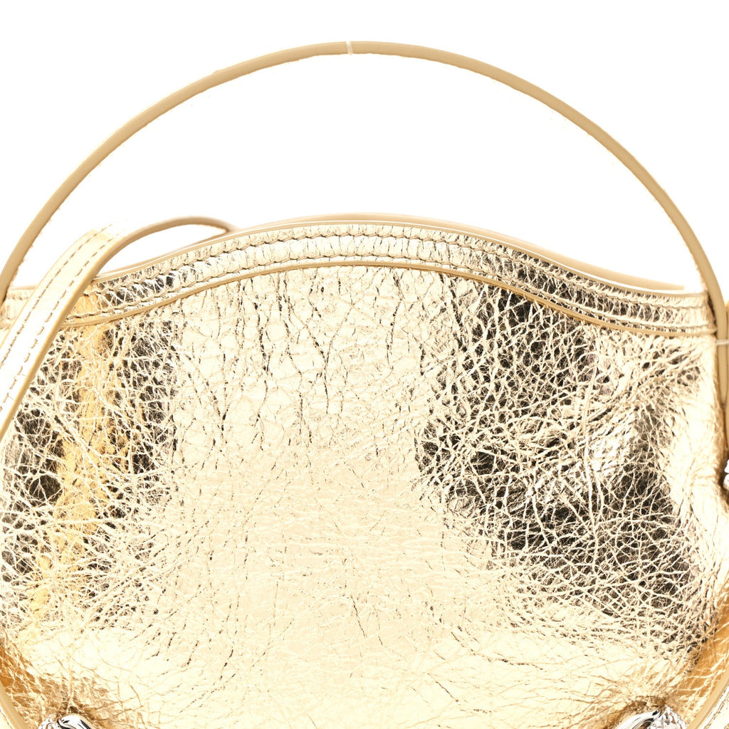 Metallic Tumbled Calfskin Nano Voyou Bag Golden Sand