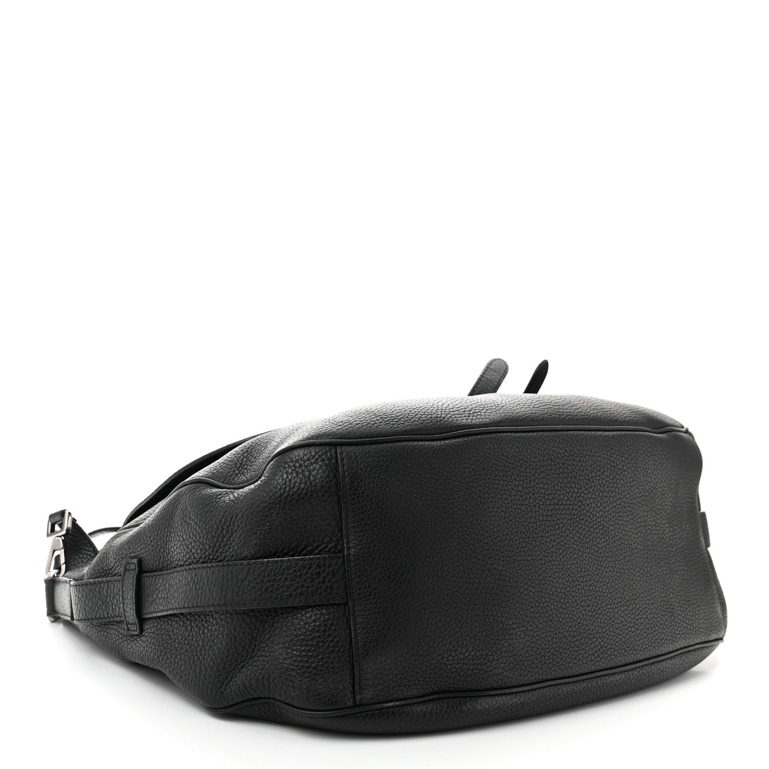 Grained Calfskin Saddle Soft Bag Black