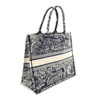 Canvas Embroidered Large Dioriviera Toile De Jouy Reverse Book Tote Blue