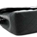 Caviar Quilted Jumbo Double Flap Black