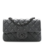 Pearly Lambskin Quilted Mini Rectangular Flap So Black