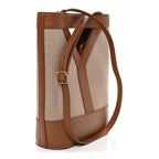 Smooth Calfskin Canvas Y Small Bucket Bag White Camel
