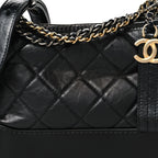Aged Calfskin Quilted Small Gabrielle Hobo Black