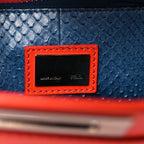 Vitello Morgan Snakeskin Crocodile Monster Eyes Medium Peekaboo Iconic Satchel Papavero Multicolor