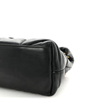 Lambskin Quilted Small Loulou Puffer Monogram Chain Satchel Black
