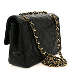 Lambskin Quilted Small Double Flap Black