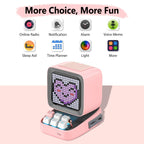 Retro Pixel Art Bluetooth Portable Speaker Alarm Clock DIY LED Display Board; Cute Gift Home Light Decoration with Mic