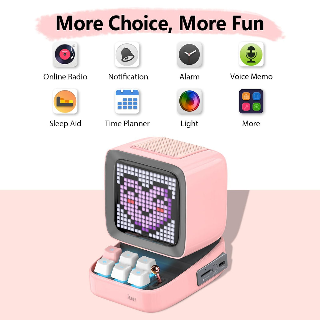 Retro Pixel Art Bluetooth Portable Speaker Alarm Clock DIY LED Display Board; Cute Gift Home Light Decoration  with mic