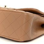 Lambskin Quilted Jumbo Double Flap Dark Beige