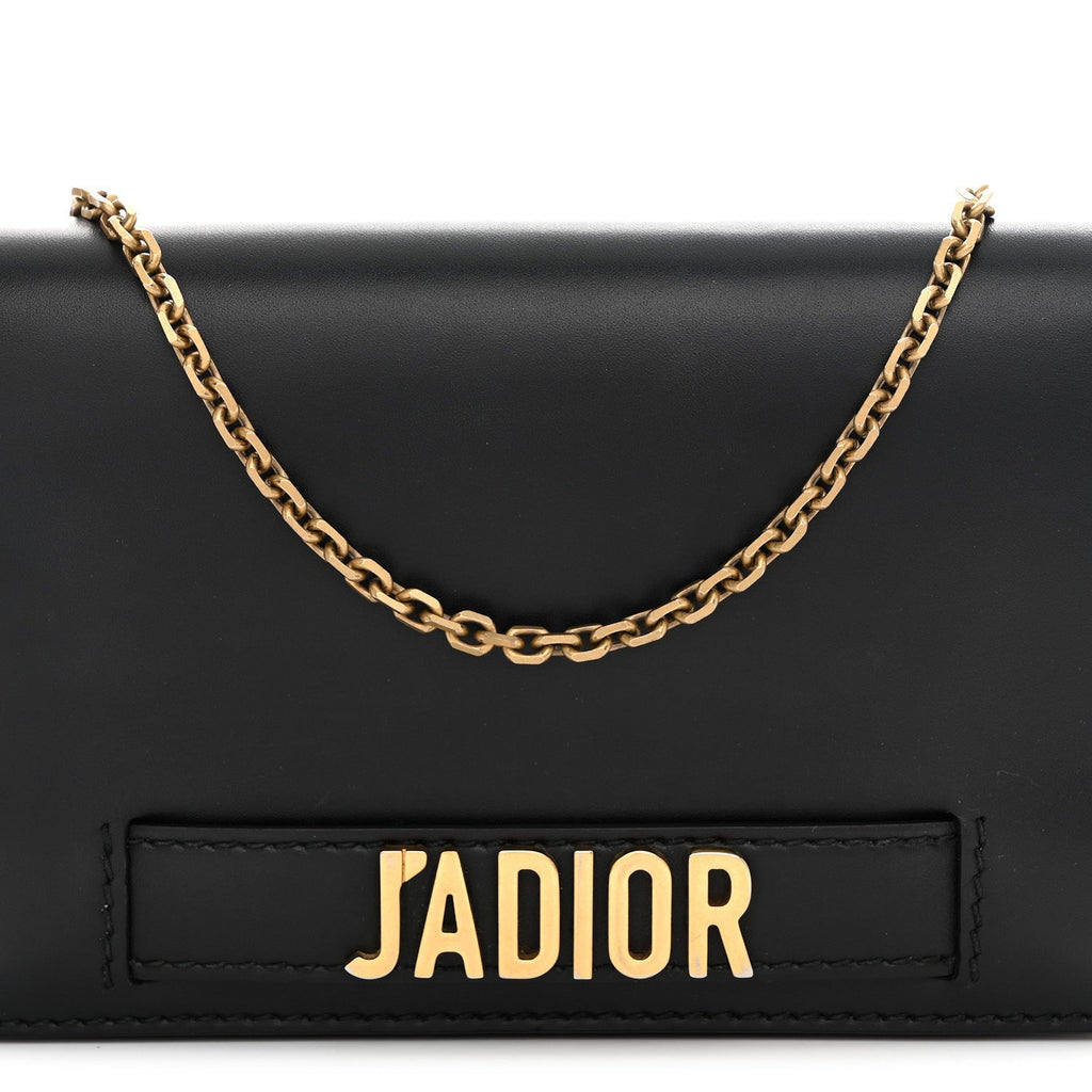 Calfskin J'Adior Wallet on Chain Pouch Black
