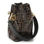 Vitello Liberty F is Fendi Bi-Color FF 1974 Embossed Mini Mon Tresor Bucket Bag Maya Black