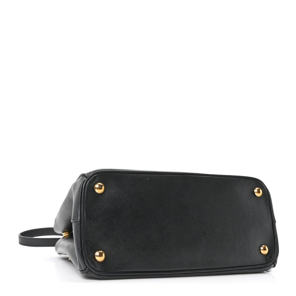 Saffiano Small Galleria Double Zip Tote Black