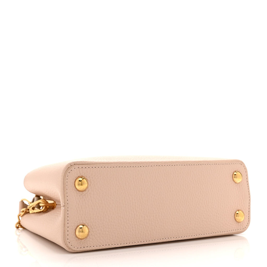 Taurillon Enamel Flower Chain Capucines BB Beige Yellow Creme