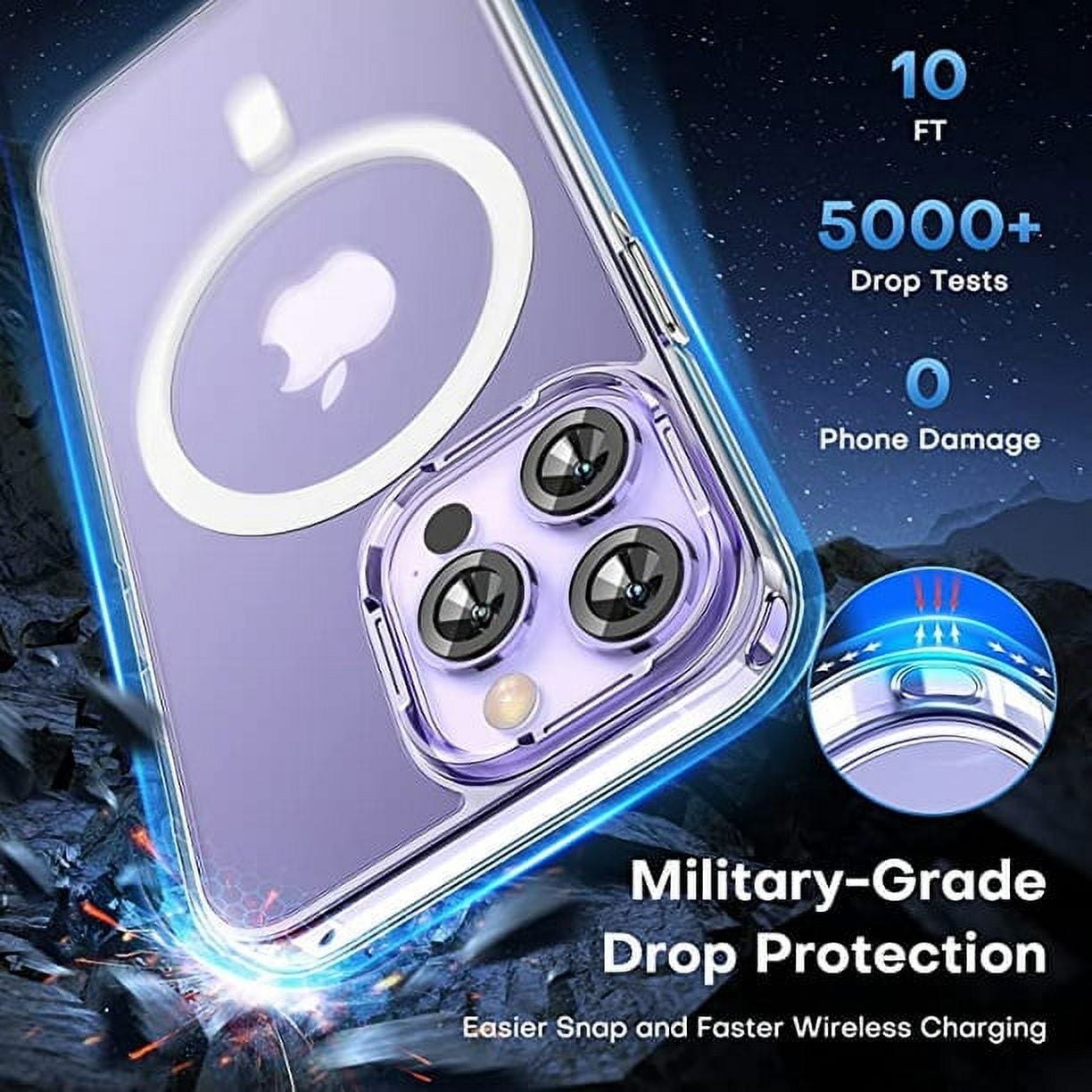 Entronix Bundle Compatible with iPhone 13 - [Magnetic] Clear Case, 1 Clear Screen Protector & 1 Camera Lens Protectors