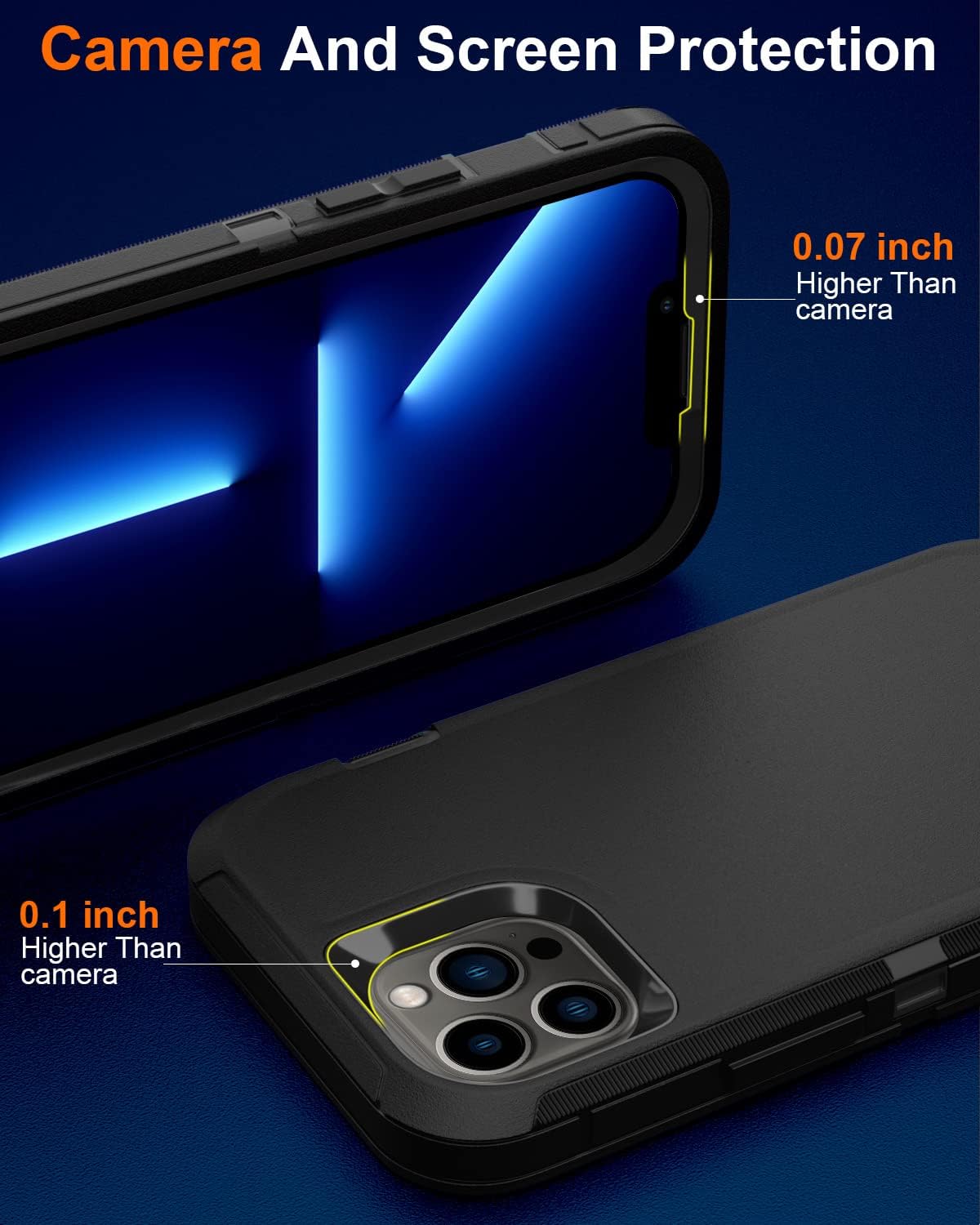 Entronix Bundle Compatible with iPhone 13 Pro Max - Heavy Duty Case & 2 Clear Screen Protectors