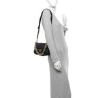 Nappa Metal Quilted Small Patchwork System Flap Bag Black