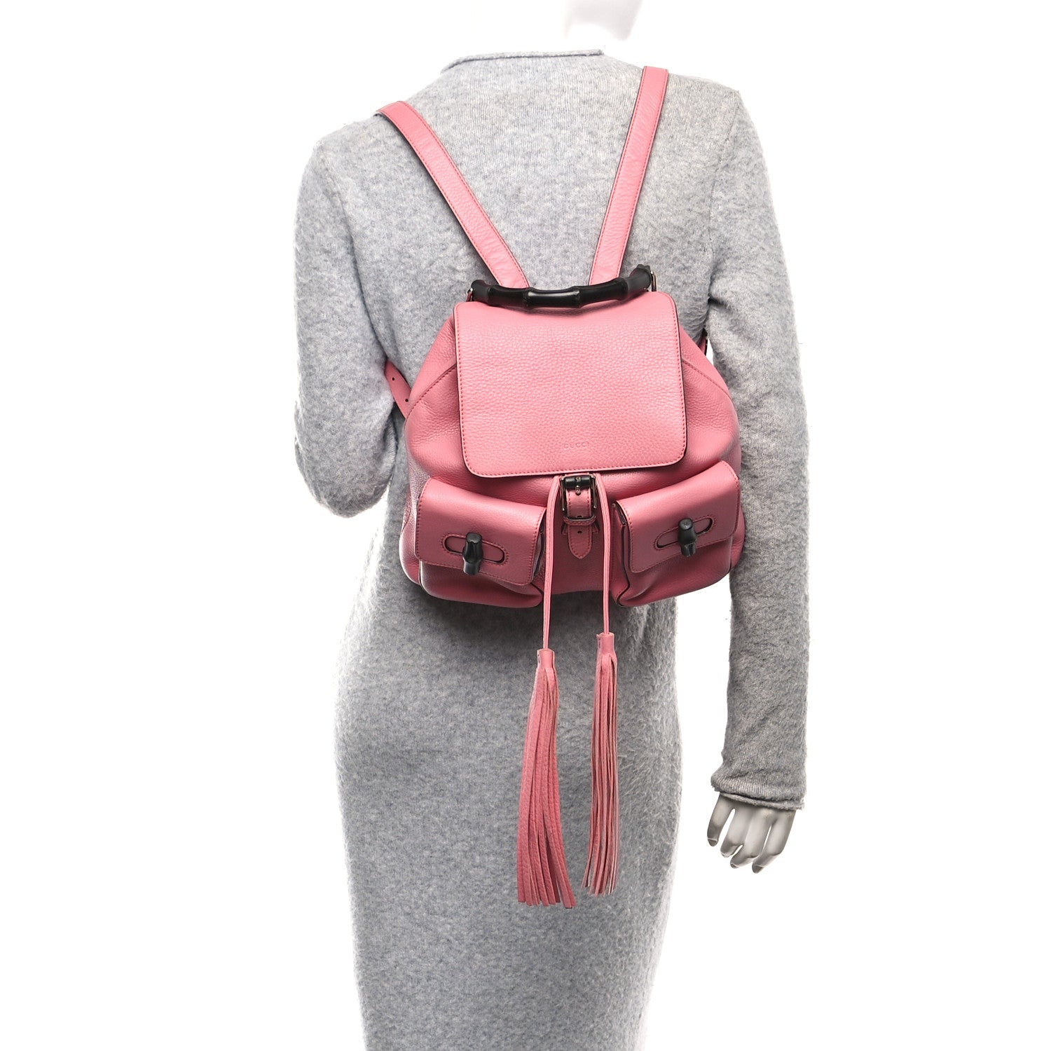 Cellarius Calfskin Medium Bamboo Backpack Glossy Pink